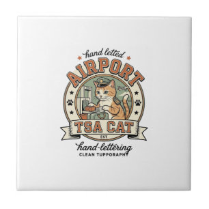Carreau Art vectoriel vintage de chat TSA de l'aéroport