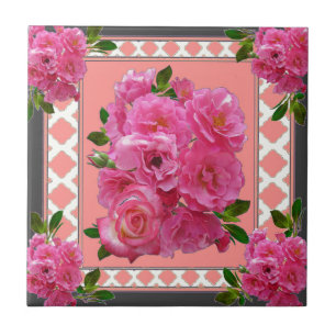 Carreau art vintage de motif de rose de rose de victorian