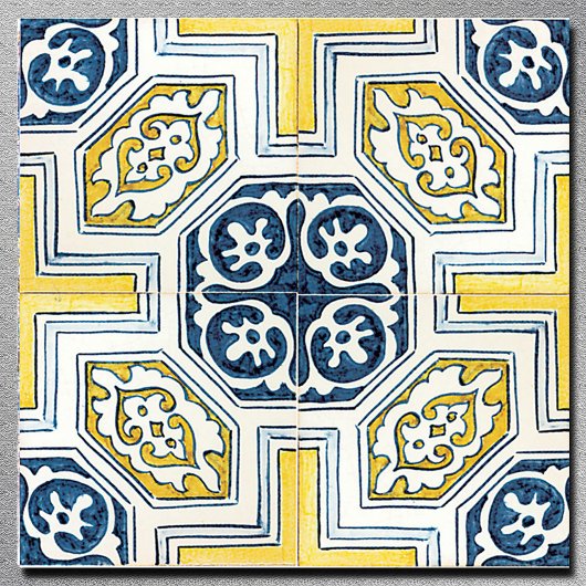 Carreau Art Vintage géométrique jaune bleu
