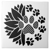 Carreau Artful Paw Print Tile Design With Nature Elements (Devant)
