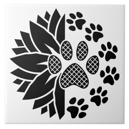 Carreau Artful Paw Print Tile Design With Nature Elements (Devant)