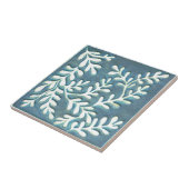 Carreau Artiste Carrelage céramique, feuille bleu et blanc (Côté)