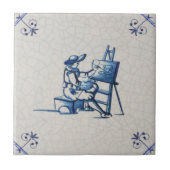 Carreau Artiste hollandais à Easel Hand Peint Repro dans l (Devant)