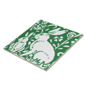 Carreau Artiste Style Lapin Lapin Émeraude Vert Floral (Côté)
