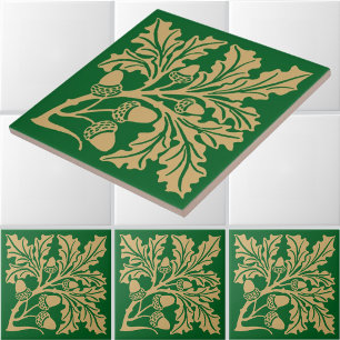 Carreau Arts & Crafts de style médiéval feuilles de chêne