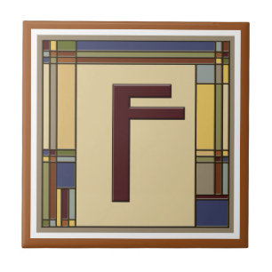 Carreau Arts & Crafts initiale géométrique F