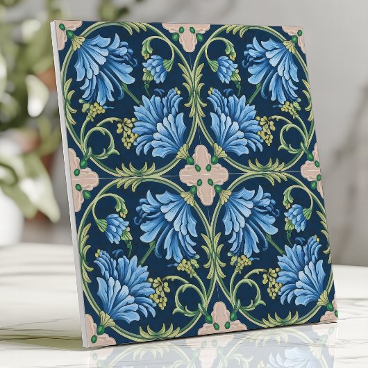Carreau Arts et artisanat Blue Chrysanthemum