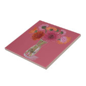 Carreau Arty Gerbera Fleur colorée +Nom personnalisé (Côté)
