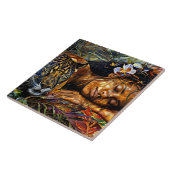 Carreau "Arumáya" Fleur de Jaguar - Femmes en Amazonie (Côté)