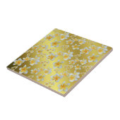 Carreau asiatique, jaune, blanc, fleur, brillant, or, flor (Côté)