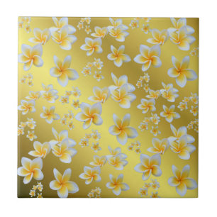 Carreau asiatique, jaune, blanc, floraison, lumineux, or,