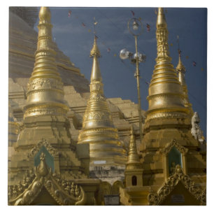 Carreau Asie, Myanmar, Yangon. Stupa doré de Shwedagon