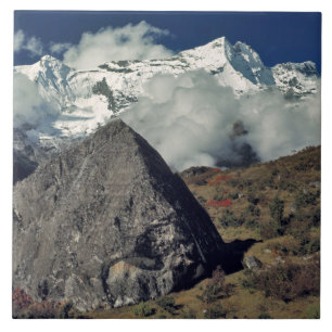 Carreau Asie, Népal, Parc national de Sagarmatha. Une priè
