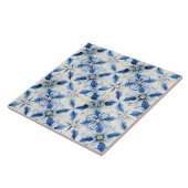 Carreau Assez bleu et jaune floral Méditerranéen orné (Côté)