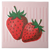 Carreau Assez Rose Risographe 2 Fraises & Rayures (Devant)