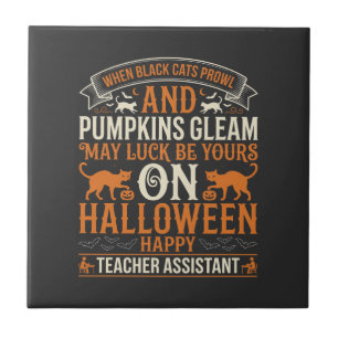 Carreau Assistant d'enseignant Halloween chats noirs et ci