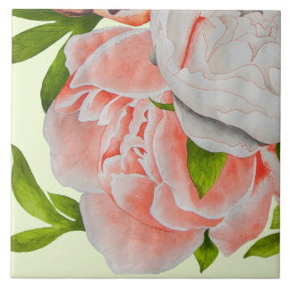 Carreau Assorted Peonies on a Ceramic Tile (C)