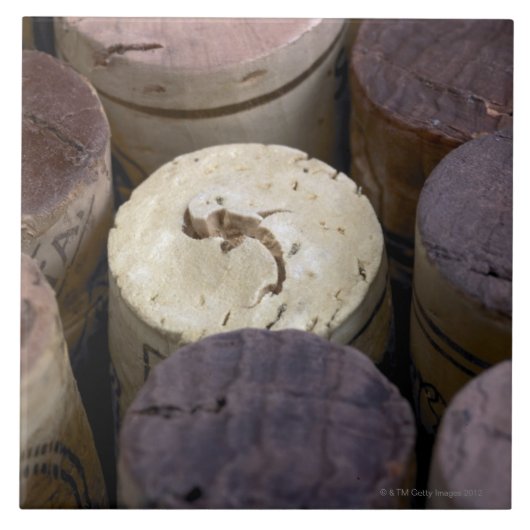 Carreau Assortiment des lièges utilisés, macro. Les lièges (Devant)