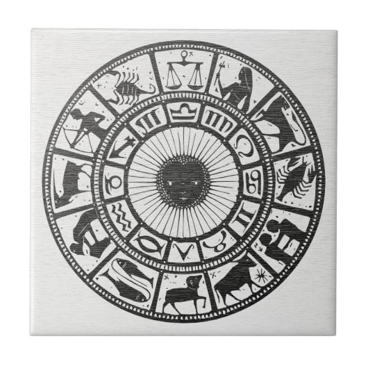 Carreau Astrologie Rétro - Roue du Zodiaque (Devant)