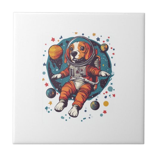 Carreau Astronaute Beagle � Chien Explorateur Spatial (Devant)