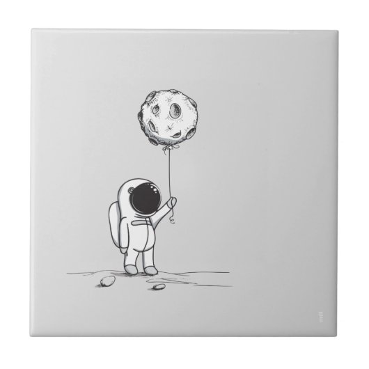 Carreau Astronaute dans l'espace avec ballon de lune cosmo (Devant)
