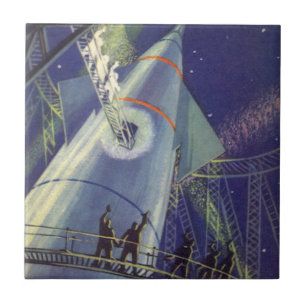 Carreau Astronautes de la science-fiction vintage sur un v