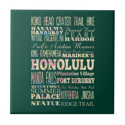 Carreau Attractions et endroits célèbres de Honolulu, (Devant)