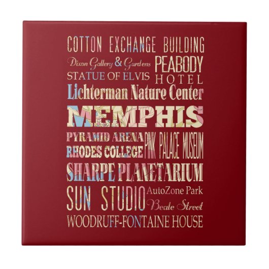 Carreau Attractions et endroits célèbres de Memphis, (Devant)