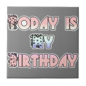 Carreau Aujourd'hui est mon anniversaire Baby Pink Art Pri (Devant)