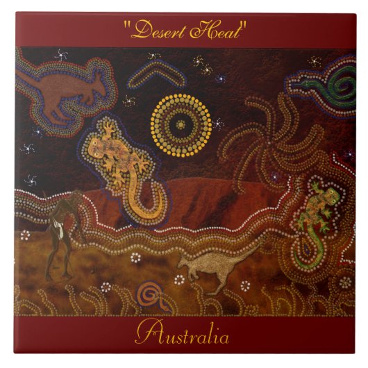 Carreau Australian Aboriginal Desert Animaux 6' Art Tile (Devant)