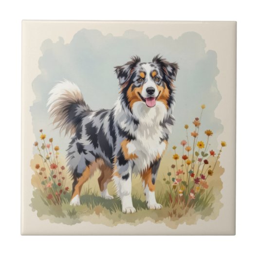 Carreau Australian Shepherd Dog Merle Long Tail (Devant)