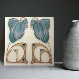 Carreau Authentique Art Nouveau John Barratt Majolica Flor