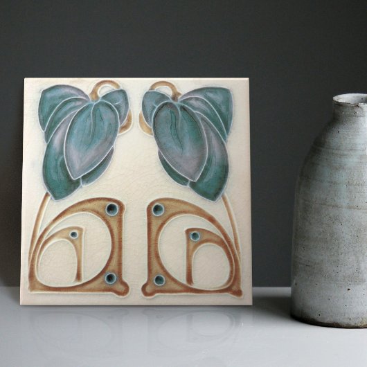 Carreau Authentique Art Nouveau John Barratt Majolica Flor