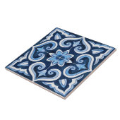 Carreau Authentique marocain bleu et blanc fait main (Côté)