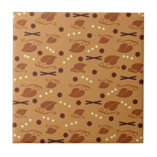 Carreau Automne Feuilles Motif Brûlé Orange
