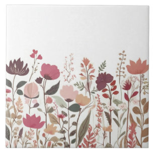 Carreau Automne Fleur sauvage Rose Orange Automne Fleurs F