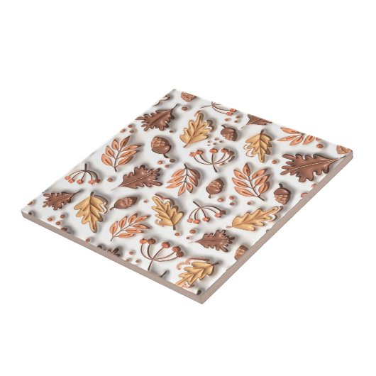 Carreau Automne Inflé Feuille Acorn 3D Graphique (Côté)