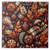 Carreau Automne Plaid Feuilles Orange Black Motif (Devant)