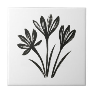Carreau Autumn Crocus – Ink Brush Botanical Trio on