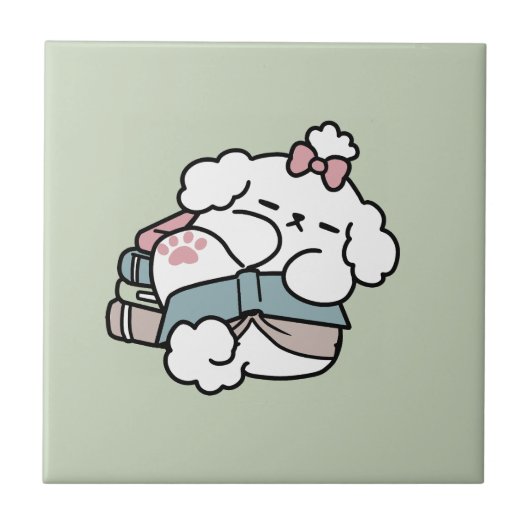 Carreau Avant le coucher avec ma chienne - Livre et Amoure (Devant)