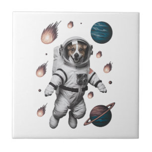 Carreau Aventure spatiale avec un chien astronaute