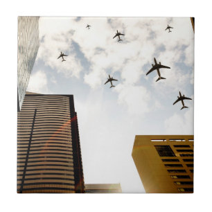 Carreau Avions volant au-dessus des bâtiments