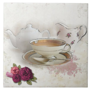 Carreau Avoir une tuile de thé de tasses de thé