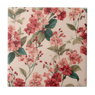 Carreau Azalée rose vintage motif floral - Classique