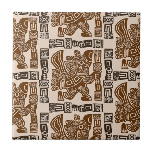 Carreau Aztec Eagle Guerrier Tribal Art antique (Devant)