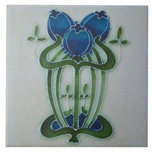 Carreau Azulejo Art Nouveau Ceramic Fireplace Wall Tile (Devant)