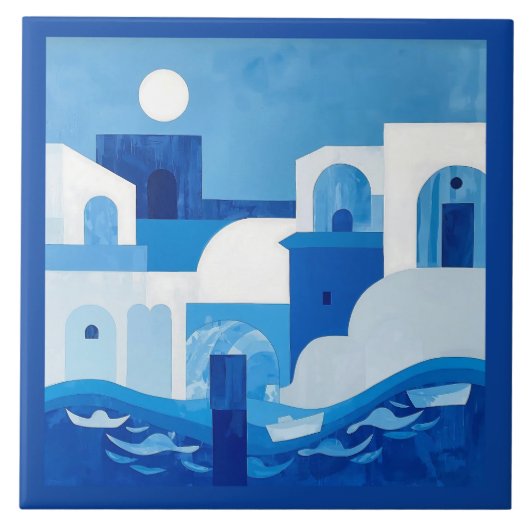 Carreau Azulejo Bleu Bleu Méditerranéen (Devant)