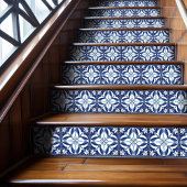 Carreau Azulejo bleu et blanc symétrique floral