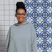 Carreau Azulejo bleu et blanc symétrique floral