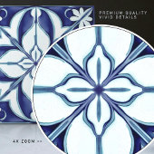Carreau Azulejo bleu et blanc symétrique floral